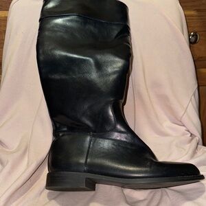 Black Leather Knee-High Boots. New